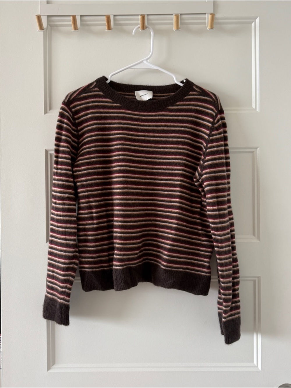 Reformation Boyfriend Cashmere Striped Brown Knit Sweater